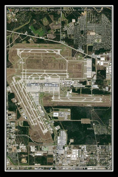 The George Bush Intl Airport Houston Texas Satellite Poster Map
