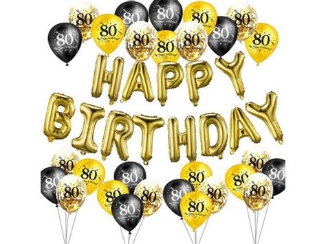 80th Happy Birthday Balloons Banner 3d Gold Lettering Inflatable