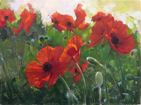 Patrick Saunders Fine Arts Floral Painting Oil On Linen Poppies