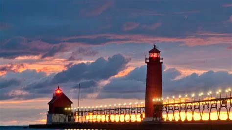 Grand Haven South Pier And Lighthouses Michigan