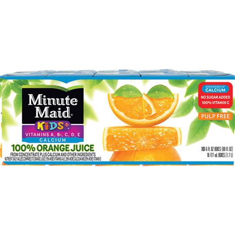 Minute Maid Orange Juice Kids Plus Cartons 6 Fl Oz 10 Pack Juice