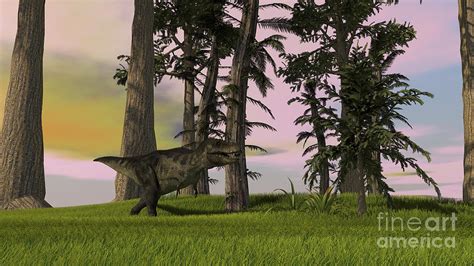 Tyrannosaurus Rex Hunting In Grasslands Digital Art By Kostyantyn