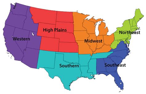 Map Of United States Regions Modified From Those Delineated By The