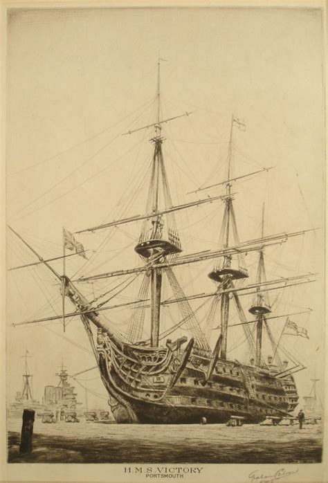 Original Etching By Graham Clilverd Of Hms Victory Portsmo Flickr