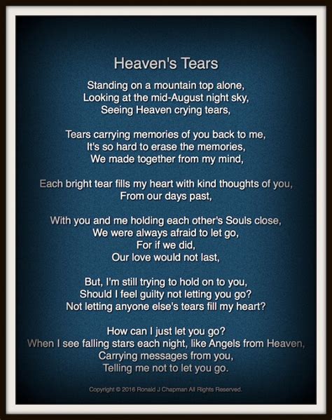 Heavens Tears Heavens Tears Poem By Ronald Chapman