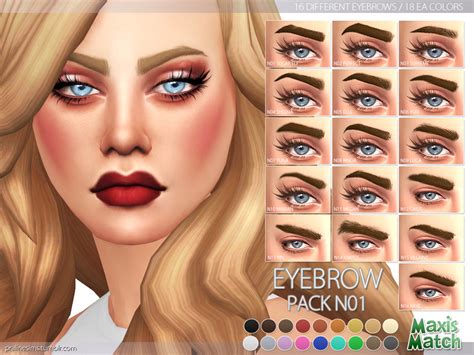 Sims 4 CC S The Best Maxis Match Eyebrow Pack N01 By Pralinesims