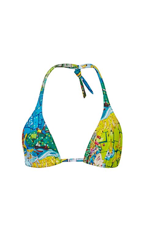 Agua De Coco Brasil Printed Triangle Bikini Top In Multicolor Multi