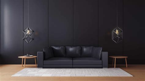 Modern Living Room With Black Wall Tcp Lighting