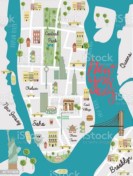 Illustrated Map Of New York City Stock Illustration Download Image