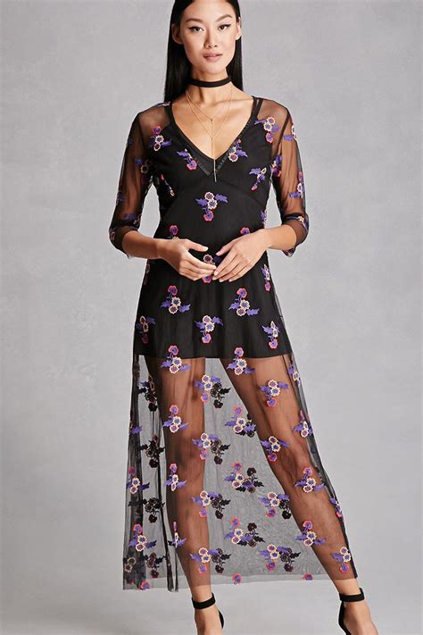 A Sheer Mesh Maxi Dress By Rd And Koko Featuring An Allover Floral