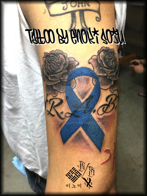 Memorial Colon Cancer Ribbon Tattoo By Enoki Soju By Enokisoju On