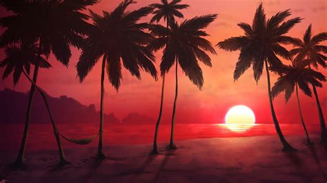 Download Wallpaper 1366x768 Sunset Tropical Beach Relaxed Adorable