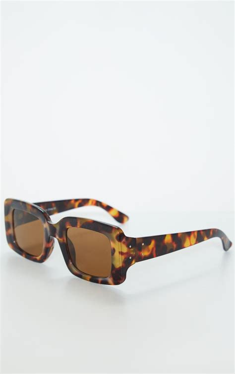 tortoiseshell rectangle thick frame sunglasses prettylittlething usa