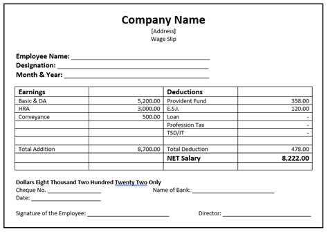 32 Salary Slip Format And Templates Word Templates For Free Download