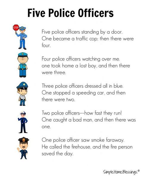 Cute Rhyme For Preschool Police Man Unit Community Helper Lesson