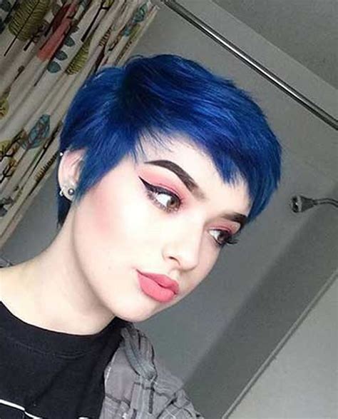 Blue Short Hair Combinations And Pixie Haircut Ideas For Ladies 2019