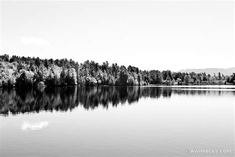 Framed Photo Print Of Lake Placid Adirondack Mountains Black And White