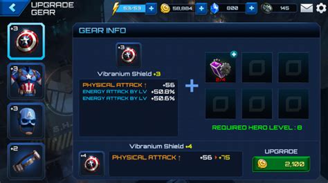 The update on 7/1 in future fight adds special gear features. How can I use other materials to upgrade gear in Marvel Future Fight? - Arqade