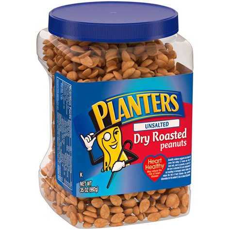 Planters Unsalted Dry Roasted Peanuts 35 Oz Container