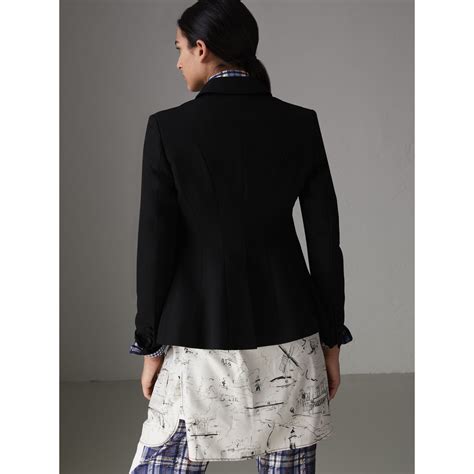Wool Twill Tailored Jacket In Black Women Burberry United States