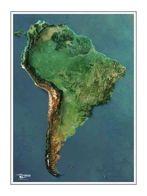 A Shaded Relief Map Of South America Rendered From 3d Data And