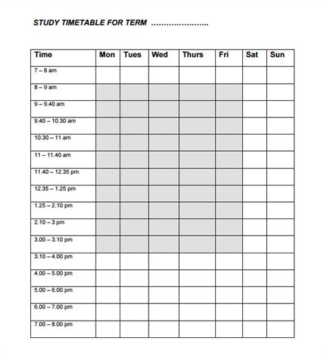 Timetable Template 9 Download Free Documents In Pdf Excel