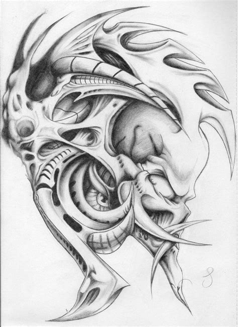 Bio Mechanical Skull 2 By Sammydodger1 On Deviantart Sketch Tattoo