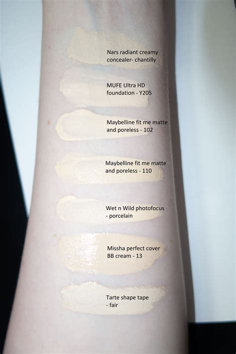 Maybelline fit me 102 comparison swatches | Foundation swatches, Fair skin makeup, Makeup swatches