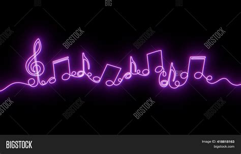 Colorful Music Notes With Black Background