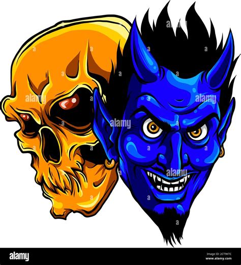 Devil And Skull Head Vector Illustration Design Stock Vector Image