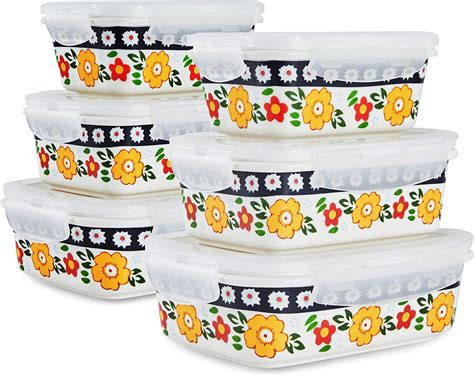 Sazaki Ceramic Food Storage Containers With Lids Stackable Sealed Leak