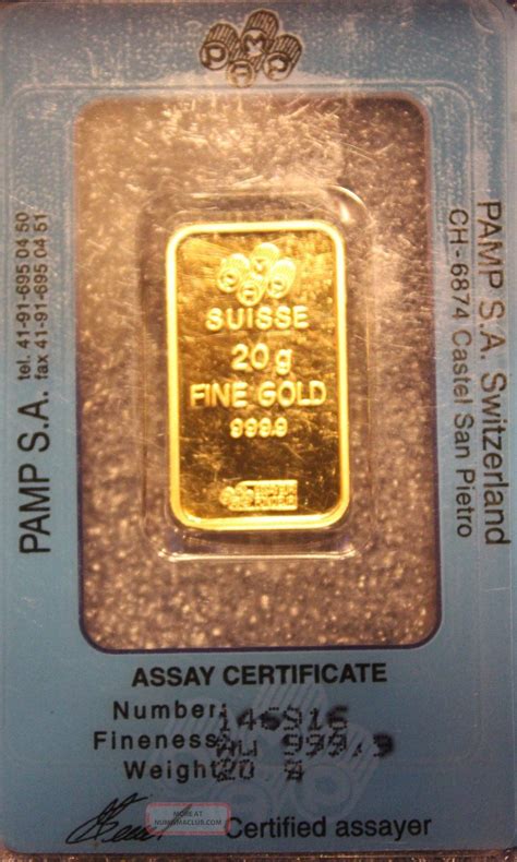 20 Gram Pamp Suisse Gold Bar In Assay