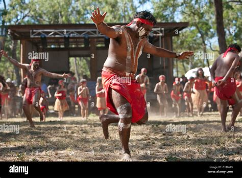 indigenous dancers at the laura aboriginal dance festival laura queensland australia stock