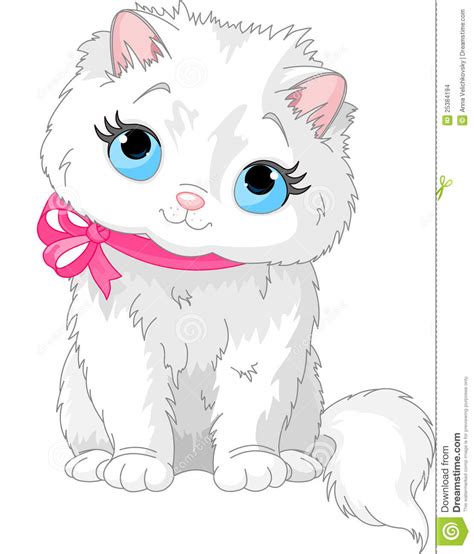 Cute White Cat Stock Vector Illustration Of Clipart 25384194