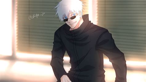 Blue Eyes Boy Glasses Jujutsu Kaisen Satoru Gojo School Uniform White