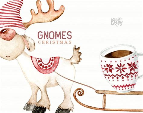 Christmas Deer Nordic Gnomes Art Gnome Clipart Scandinavian Etsy In