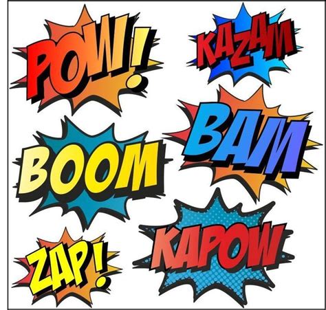 Superhero Comic Words Retro Kapow Boom Zap Bam Colour Wall Art Sticker