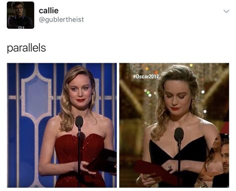 Brie Larson The First And Second Time Shes Presented An Award Casey Affleck Has Won Youre
