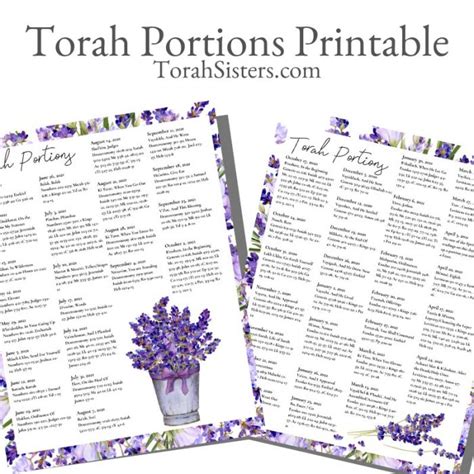 Torah Portion Schedule 2021 Free Printable Calendar Monthly