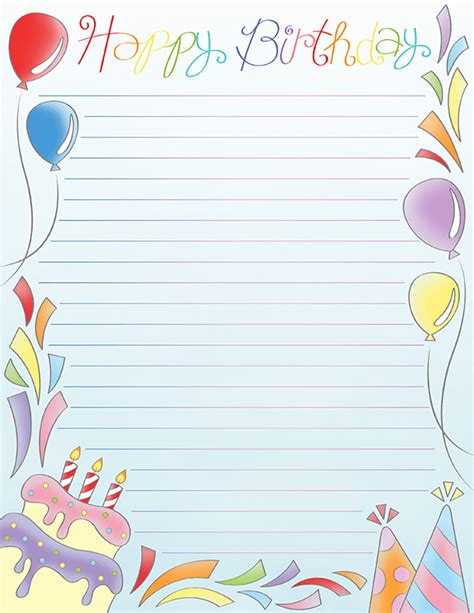 Printable Happy Birthday Stationery Free Birthday Stuff Happy Birthday Writing Happy