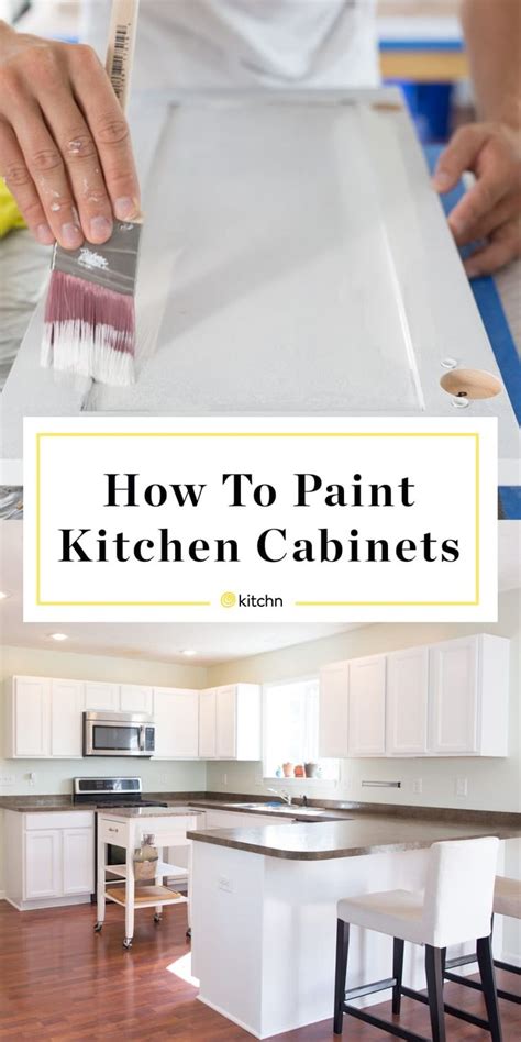 A Person Is Painting The Kitchen Cabinets With White Paint