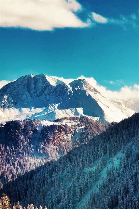 Mountains Chalet Winter Landscape Iphone 4s Wallpapers Free Download