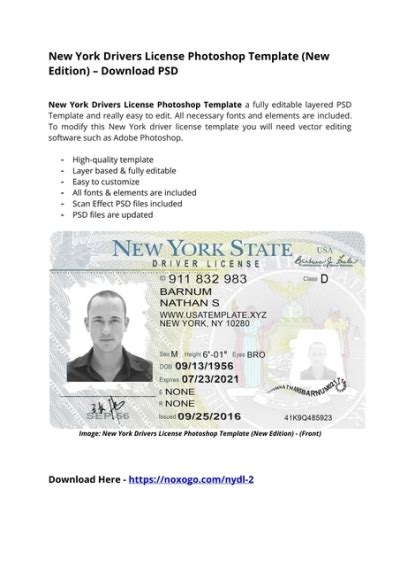 New York Drivers License Psd Template New Edition Download