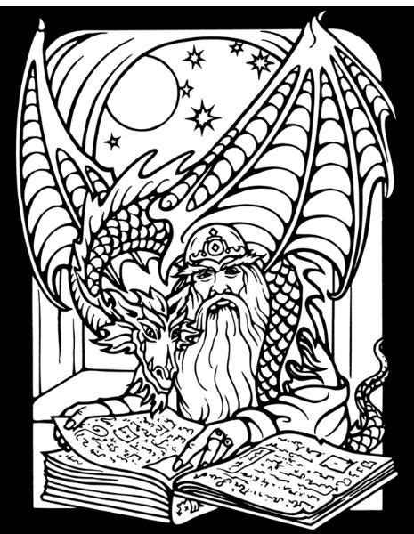 Your own wizard 8 fantasy coloring pages printable coloring page. Wizard | Dragon coloring page, Coloring pages, Coloring books