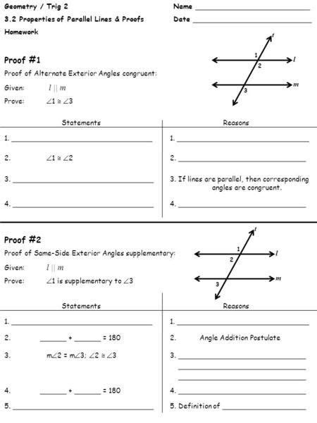 Geometric Proofs Worksheets