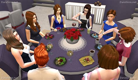 Big Round Festive Dining Tables For The Sims 4 6 8 Seats