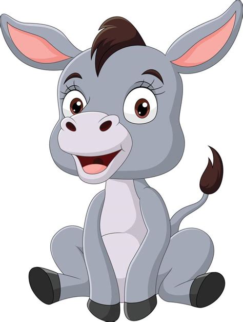 Cute Baby Donkey Cartoon Sitting 7153020 Vector Art At Vecteezy