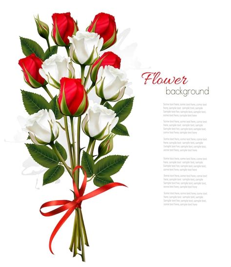 Premium Vector Beautiful Bouquet Of Red And White Roses