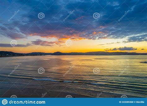 Aerial Sunrise Seascape With Low Clouds Stock Photo Image Of Central