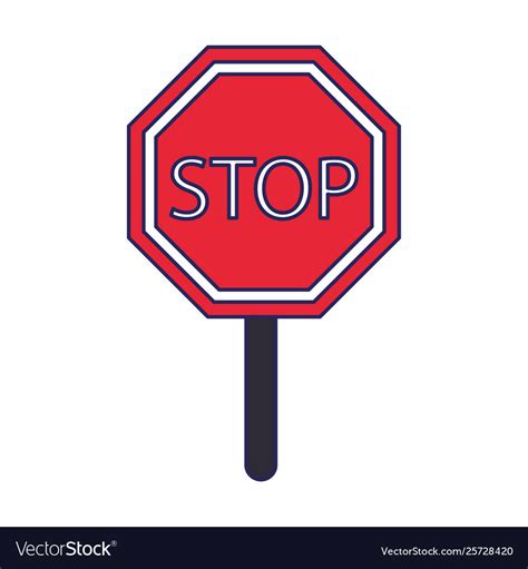 Stop Sign Icon Cartoon Isolated Blue Lines Vector Image